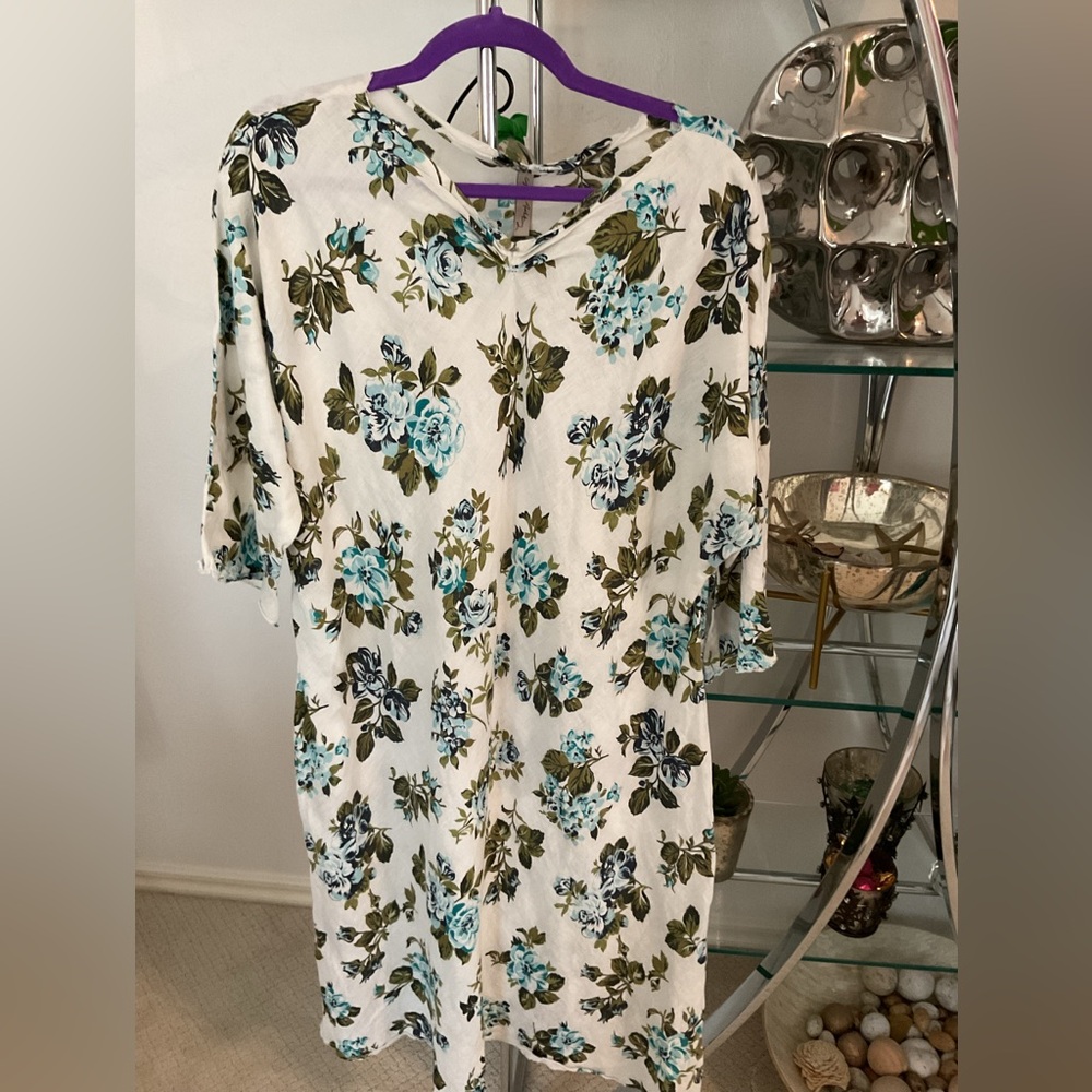 Floral Print Women's Dress linen with rough edges Cynthia Ashby